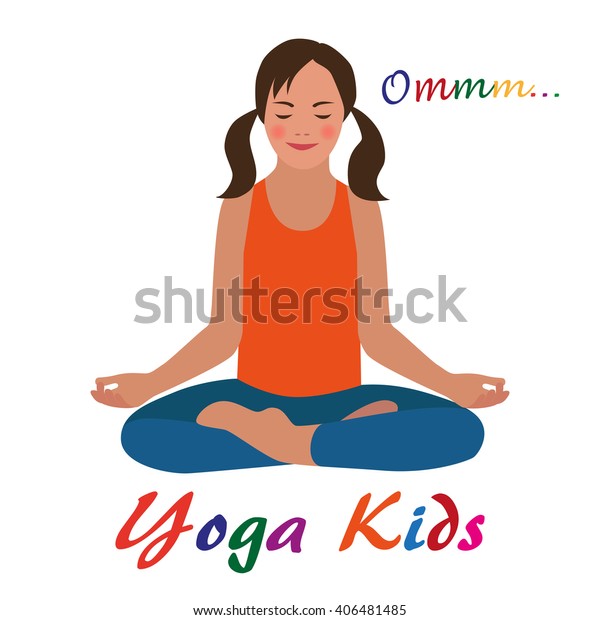 Kid Yoga Logo Girl Sitting Lotus Stock Vector Royalty Free 406481485