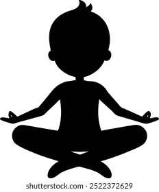 A Kid yoga silhouette vector art, children yoga illustration, people yoga silhouette design with no background