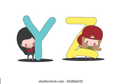 kid and YZ set, illustration and vector