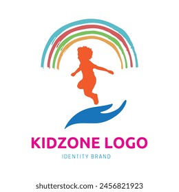 kid zone or kindergarten logo design for branding and identity