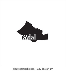 Kidal map and black lettering design on white background