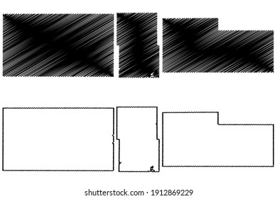 Kidder, McIntosh and Adams County, North Dakota State (U.S. county, United States of America) map vector illustration, scribble sketch map