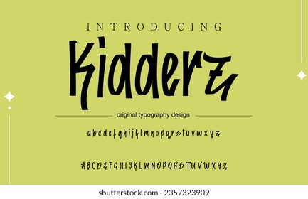 Kidderz brush stroke handwritten alphabet vector sans serif font design