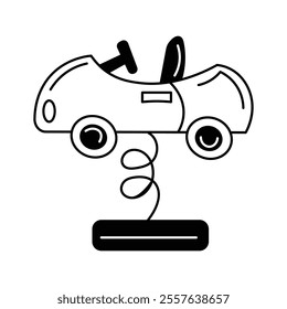 A kiddie car ride seen at amusement parks or fairs, ready to use vector