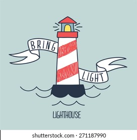 KIDDIES DOODLE LIGHTHOUSE VECTOR ART 
