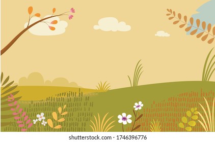 Kiddish Background Outdors. Colorful flowers and trees in the background.