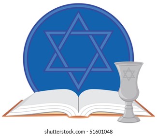 Kiddush Cup and Prayer Book Vector