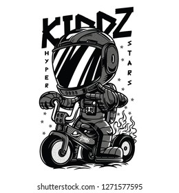 Kiddz Astro Black and White Illustration