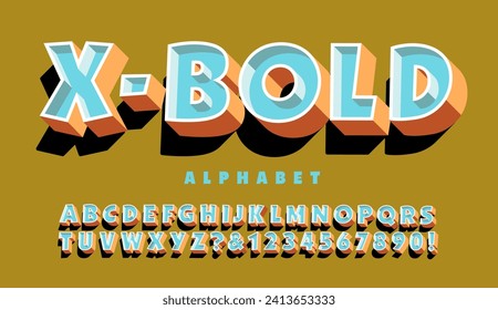A kid-friendly 3d effect alphabet with a unique color palette