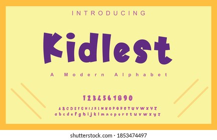 Kidlest font. Elegant alphabet letters font and number. Classic Copper Lettering Minimal Fashion Designs. Typography fonts regular uppercase and lowercase. vector illustration