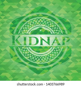 Kidnap green emblem with mosaic ecological style background. Vector Illustration. Detailed.