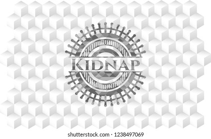 Kidnap grey emblem with cube white background