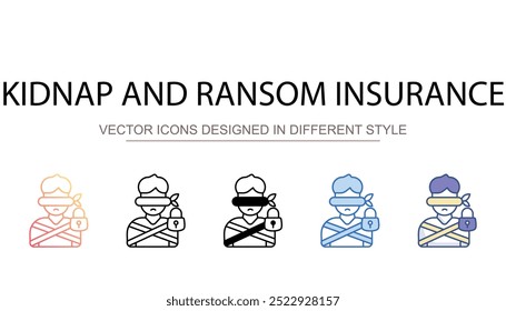 Kidnap e Ransom ícone de seguro projeto com fundo branco ilustração stock