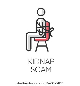 Kidnap Scam Color Icon. Virtual Kidnapping. Ransom Money Request. Blackmailing. Telephone Extortion. Family Emergency Scam. Malicious Practice. Fraudulent Scheme. Isolated Vector Illustration