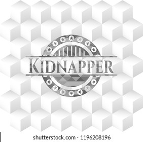 Kidnapper grey badge with geometric cube white background