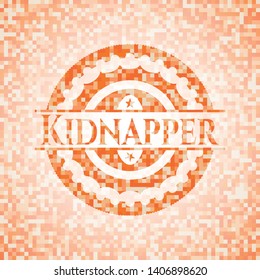 Kidnapper orange mosaic emblem. Vector Illustration. Detailed.