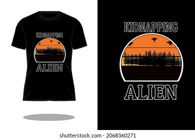 kidnapping alien silhouette vintage t shirt design