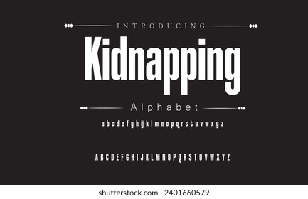 Kidnapping Modern Bold Font. Sans Serif Font. Regular Italic Uppercase Lowercase Typography urban style alphabet fonts for fashion, sport, technology, digital, movie, logo design, vector illustration