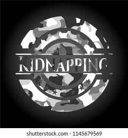 Kidnapping on grey camouflage texture