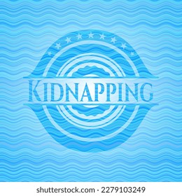 Kidnapping water wave representation style badge. Vector Illustration. Detailed. 