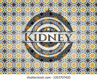 Kidney arabic badge background. Arabesque decoration.