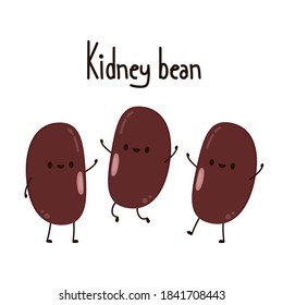 Kidney bean character. Kidney bean on white background.