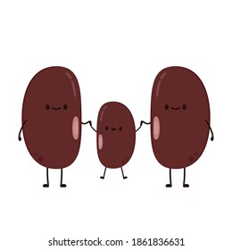 Kidney bean character. Kidney bean on white background.