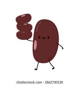Kidney bean character. Kidney bean on white background.