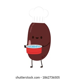 Kidney bean character. Kidney bean on white background.