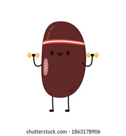 Kidney bean character. Kidney bean on white background.