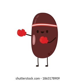 Kidney bean character. Kidney bean on white background.