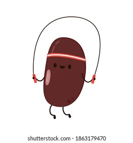 Kidney bean character. Kidney bean on white background.