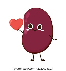 Kidney bean character. Kidney bean on white background.