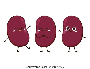 Kidney bean character. Kidney bean on white background.