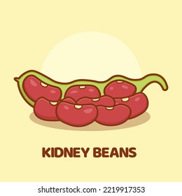 Kidney beans cartoon vector icon illustration isolated