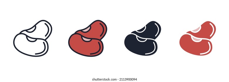 Símbolo de icono de judías de riñón para colección de diseño gráfico y web ilustración vectorial