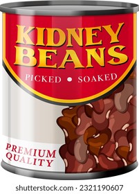 Kidney Beans Organic Product Food Can illustration