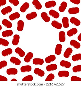 Kidney beans, red bean background design concept with blank space in the middle for writing. Isolated on a white background. Great for high protein healthy food posters.