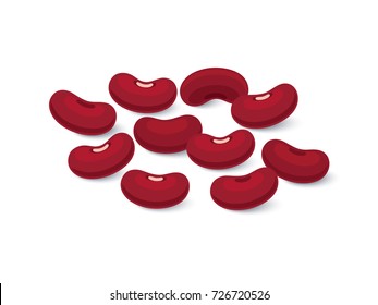 Kidney beans, Red beans Flat design