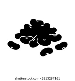 Kidney Beans Silhouette Vector - Heap of Organic Legumes Icon Isolated on White