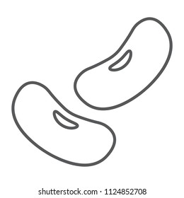 Kidney beans thin line icon, vegetable and diet, vegetarian sign, vector graphics, a linear pattern on a white background, eps 10.