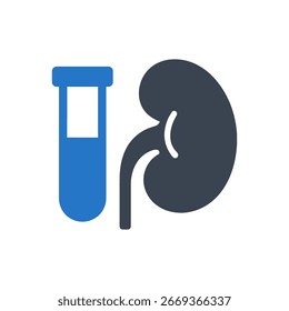 Nierenbluttestsymbol einzeln auf weißem Hintergrund