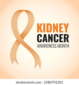 Kidney Cancer Awareness Month banner. 3d orange ribbon typographic poster. Healthcare concept.