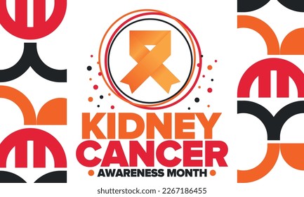 Kidney Cancer Awareness Month. Celebrate annual in March. Control and protection. Prevention campaign. Medical healthcare concept. Poster with ribbon. Banner and background. Vector illustration