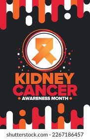 Kidney Cancer Awareness Month. Celebrate annual in March. Control and protection. Prevention campaign. Medical healthcare concept. Poster with ribbon. Banner and background. Vector illustration