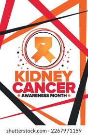 Kidney Cancer Awareness Month. Celebrate annual in March. Control and protection. Prevention campaign. Medical healthcare concept. Poster with ribbon. Banner and background. Vector illustration