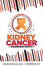 Kidney Cancer Awareness Month. Celebrate annual in March. Control and protection. Prevention campaign. Medical healthcare concept. Poster with ribbon. Banner and background. Vector illustration