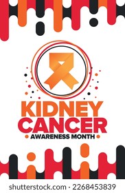 Kidney Cancer Awareness Month. Celebrate annual in March. Control and protection. Prevention campaign. Medical healthcare concept. Poster with ribbon. Banner and background. Vector illustration