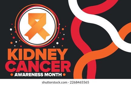 Kidney Cancer Awareness Month. Celebrate annual in March. Control and protection. Prevention campaign. Medical healthcare concept. Poster with ribbon. Banner and background. Vector illustration