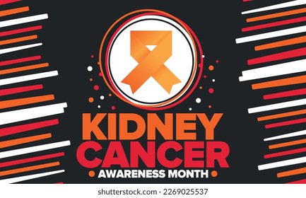 Kidney Cancer Awareness Month. Celebrate annual in March. Control and protection. Prevention campaign. Medical healthcare concept. Poster with ribbon. Banner and background. Vector illustration